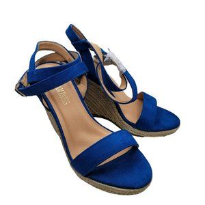 Dream Pairs Womens Ankle Strap Open Toe Wedge Espadrilles Blue Suede Size 6.5